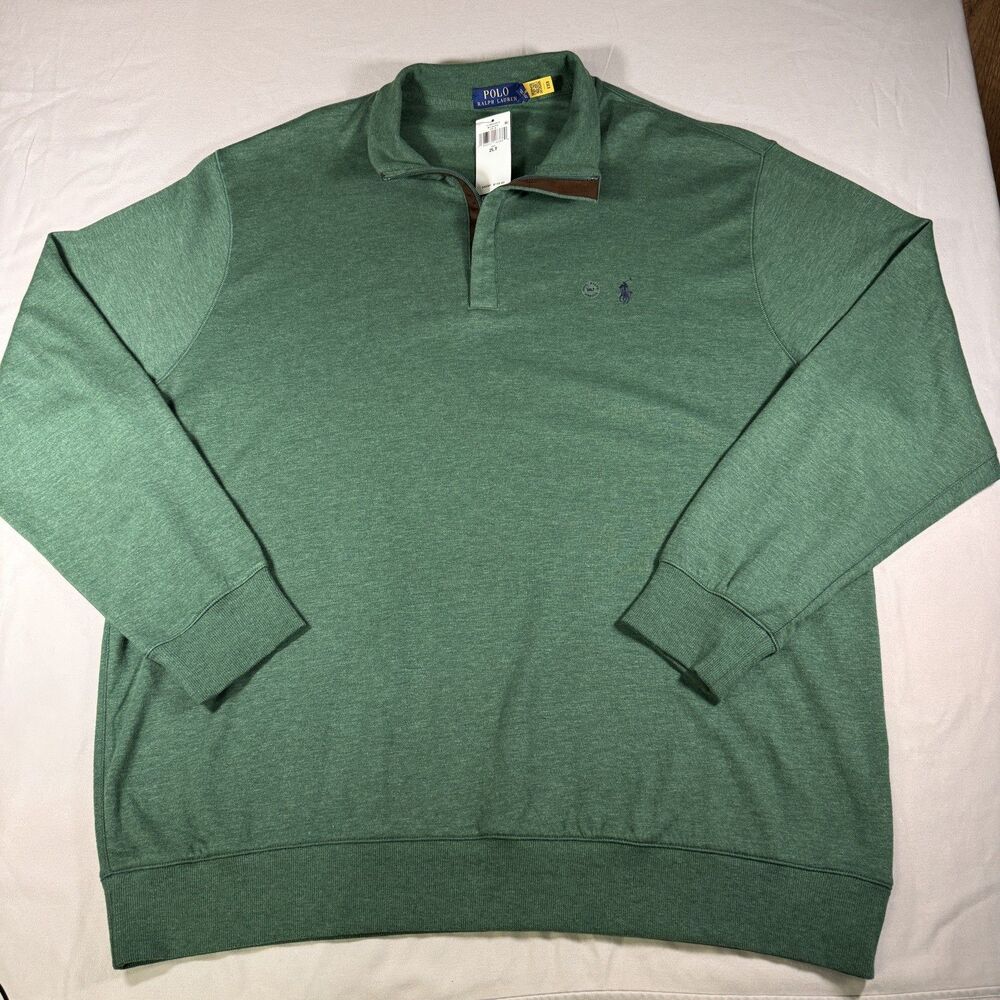 NEW Polo Ralph Lauren 2XLT Big & Tall Green Quarter Zip Pullover NWT Luxury